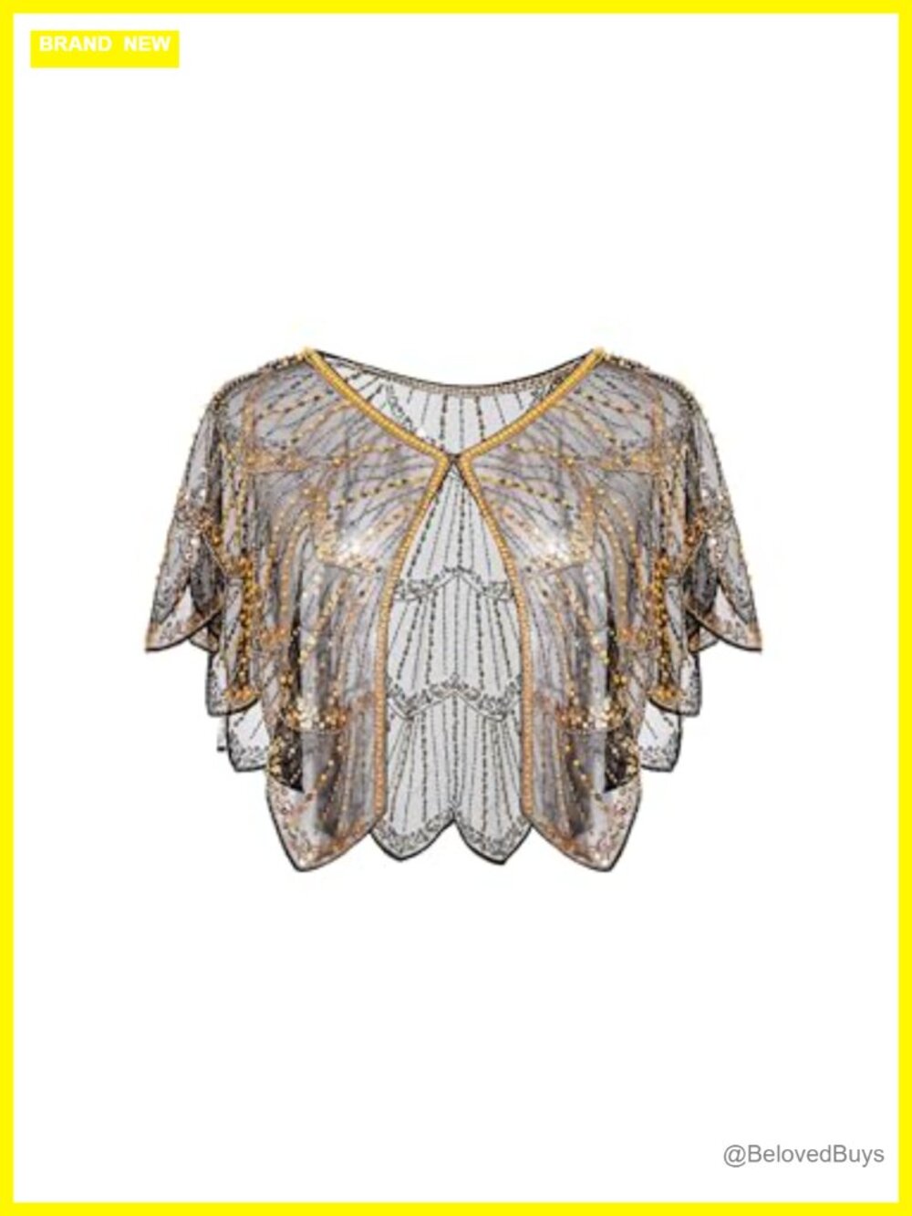 Beaded Sequin Shawl Wrap Evening Cape Cover Up Gatsby